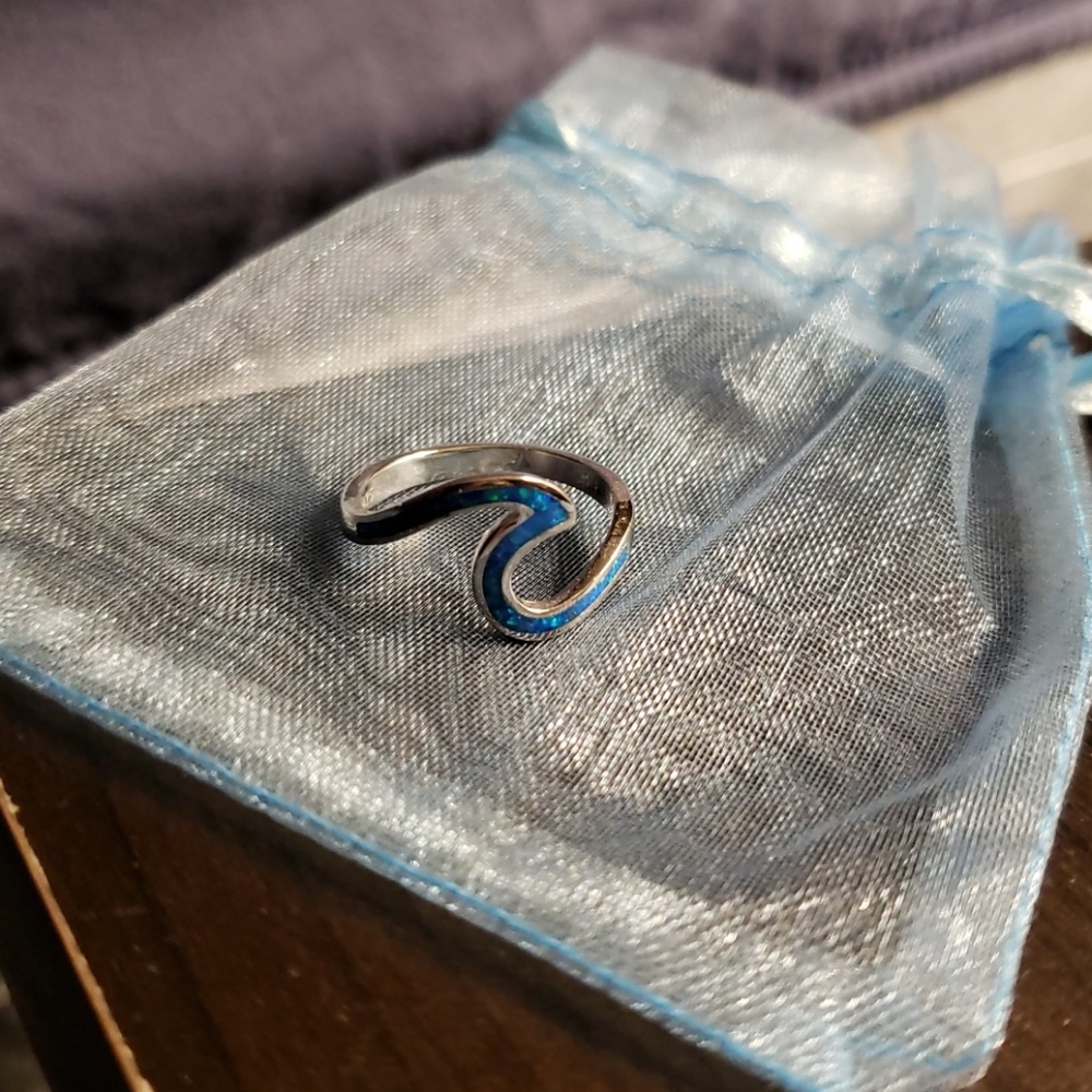 Blue Opal Wave Ring - image 2